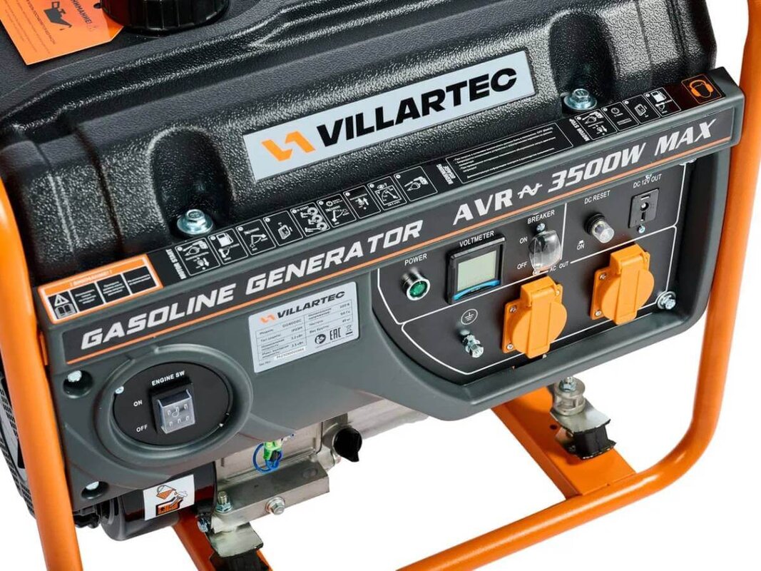 Генератор бензиновый Villartec GG4000C [3.5 кВт, 220В, бак 15л, ручной стартер]