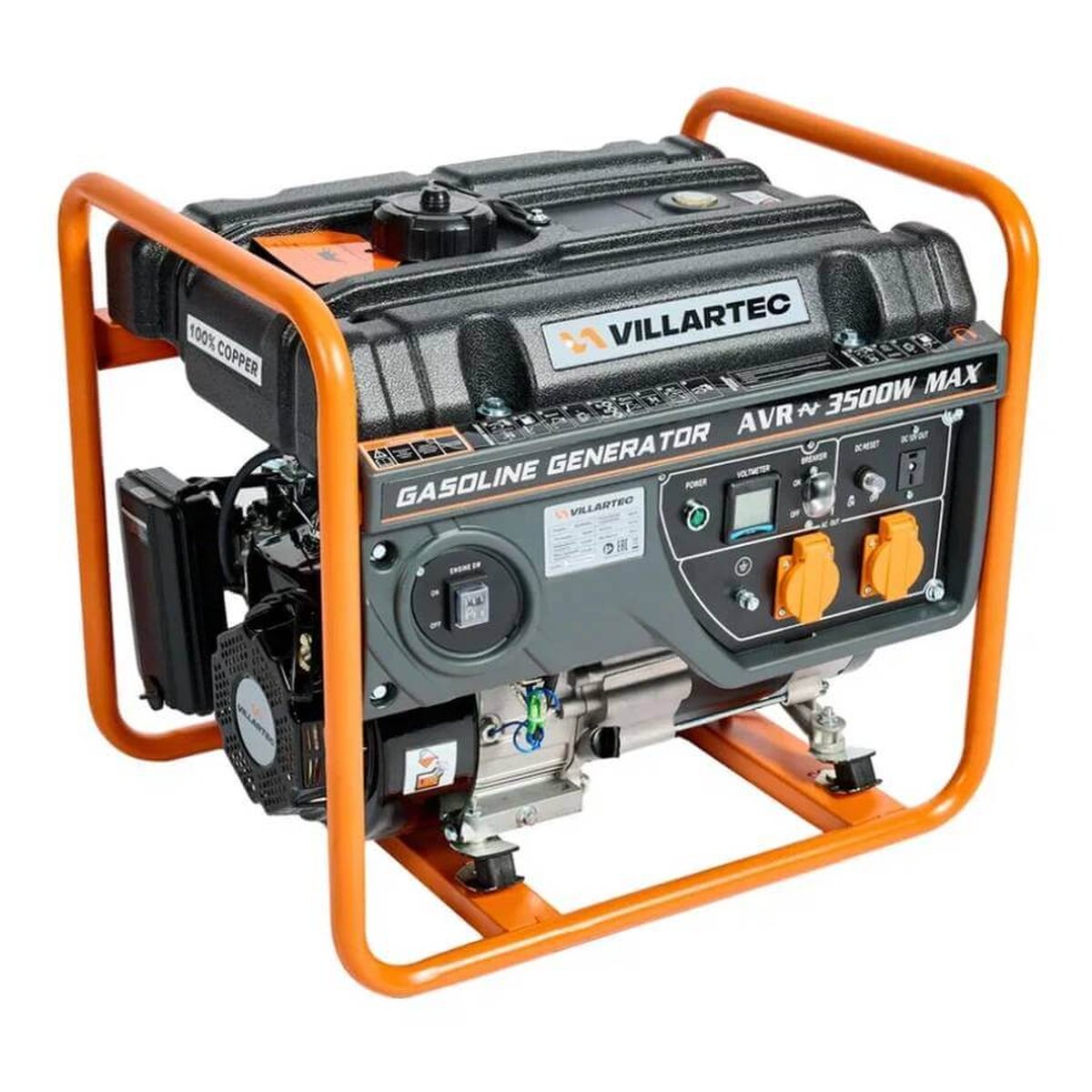 Генератор бензиновый Villartec GG4000C [3.5 кВт, 220В, бак 15л, ручной стартер]