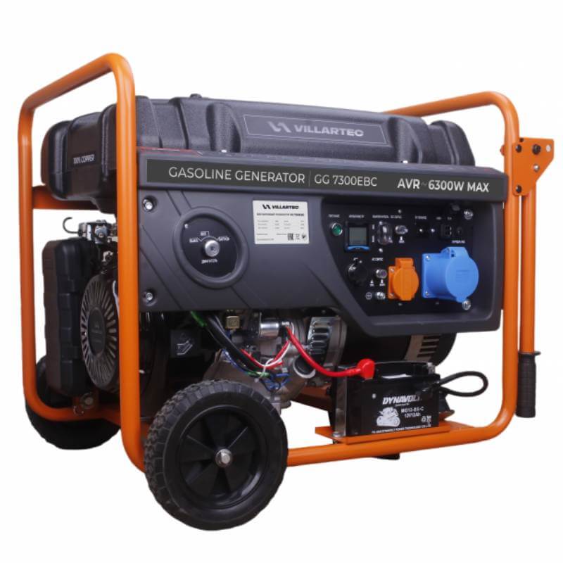 Генератор бензиновый Villartec GG7300EBC (2102750100) [6.3 кВт, 220В, бак 25л, электростартер]