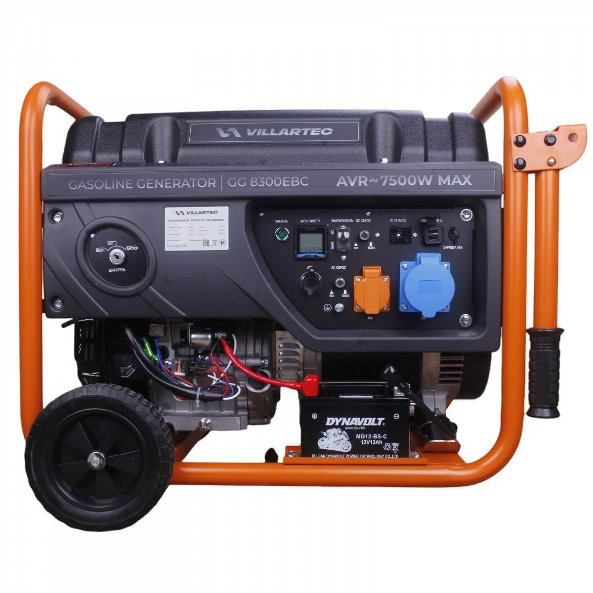 Генератор бензиновый Villartec GG8300ЕBC (2102830100к) [7.5 кВт, 220В, бак 25л, электростартер, блок АВР]